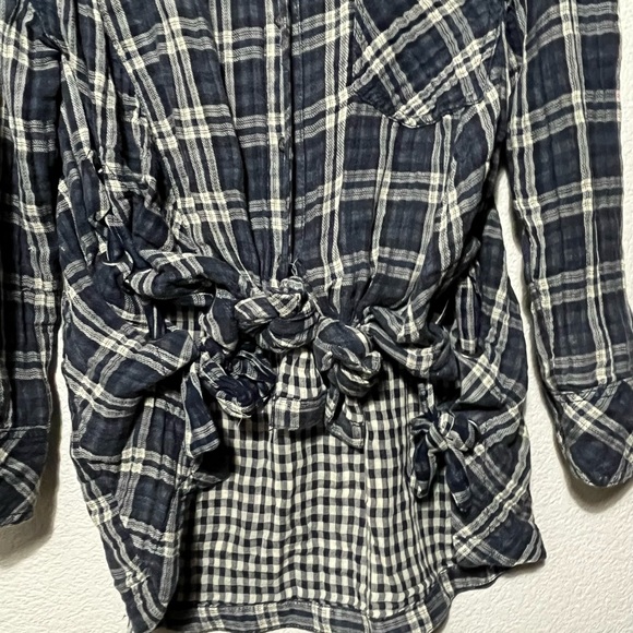 Free People Plaid Long Sleeve Shirt Size M - Picture 3 of 9